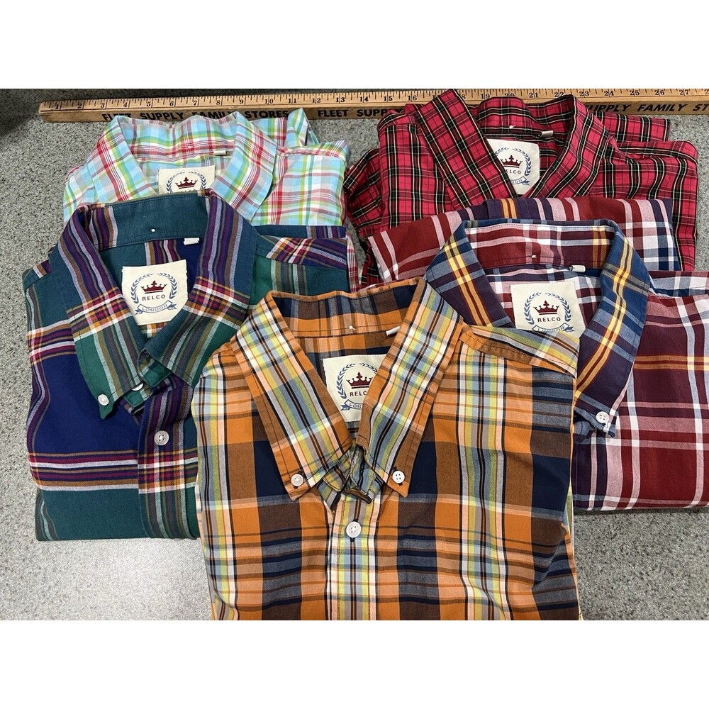 Relco London 5 Plaid Button Down Short Sleeve Vintage Style XXL Shirt Preppy